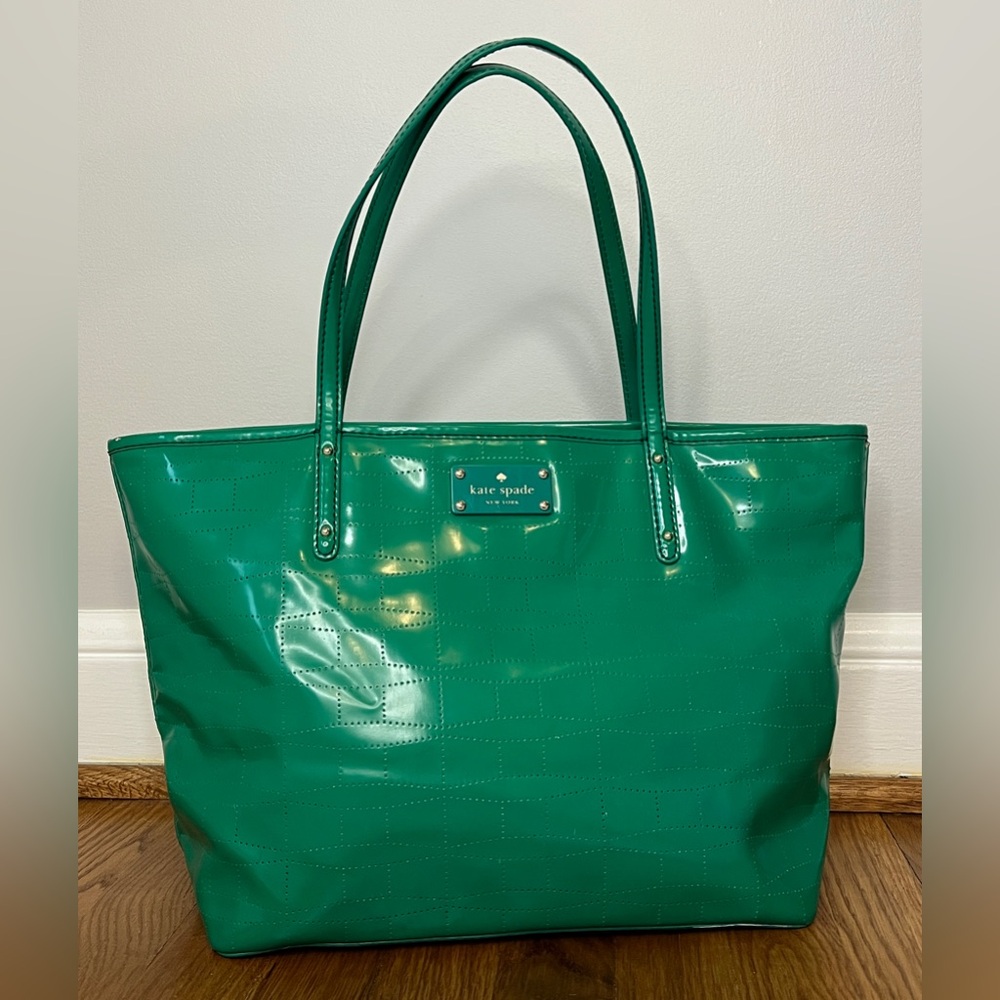 Kate Spade Verna Green Punched Tote Bag Large Carryall